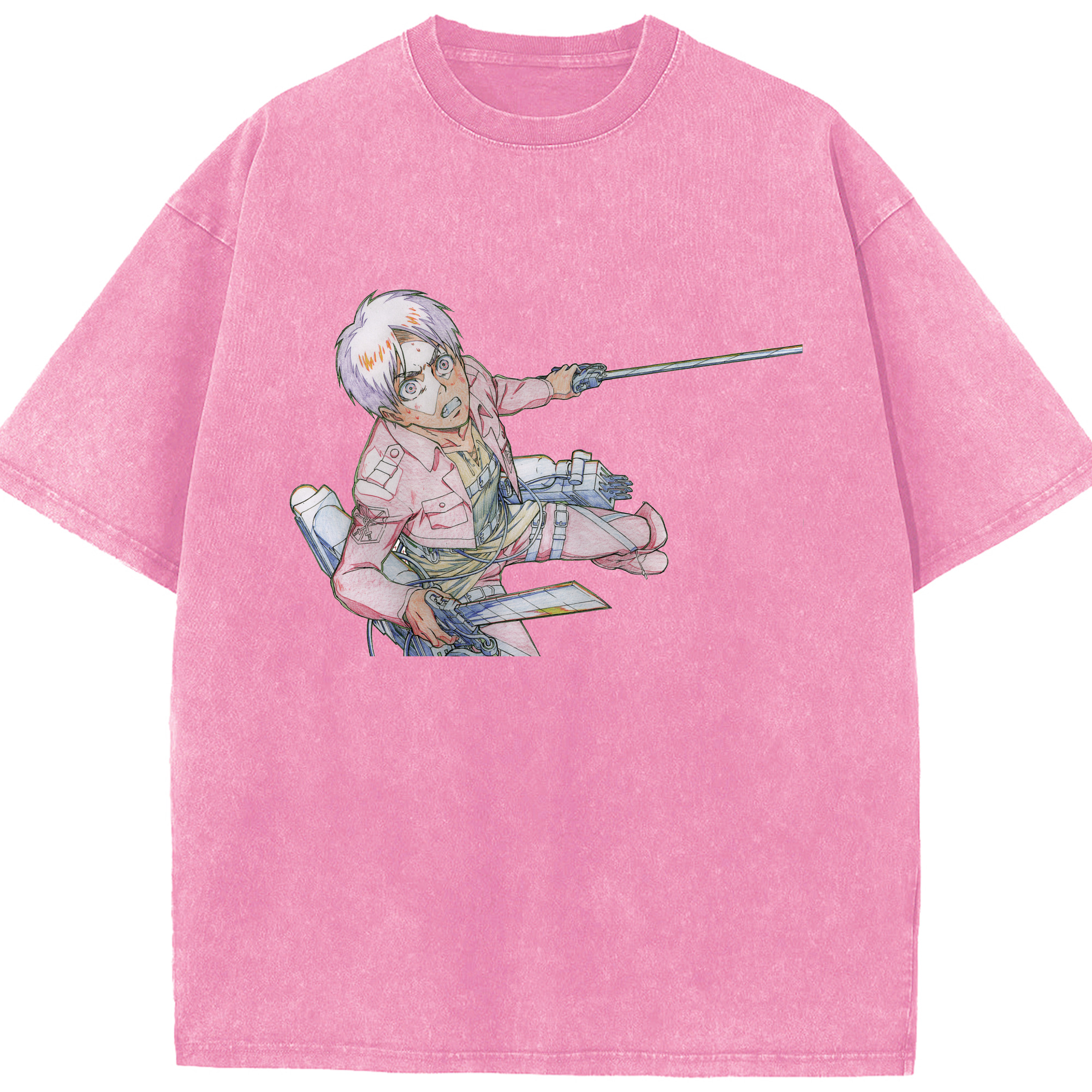 （画像用） 進撃の巨人 エレン･イェーガー Attack on Titan Eren Jäger 綿100% ヴィンテージ風 半袖Tシャツ（フロントプリント）